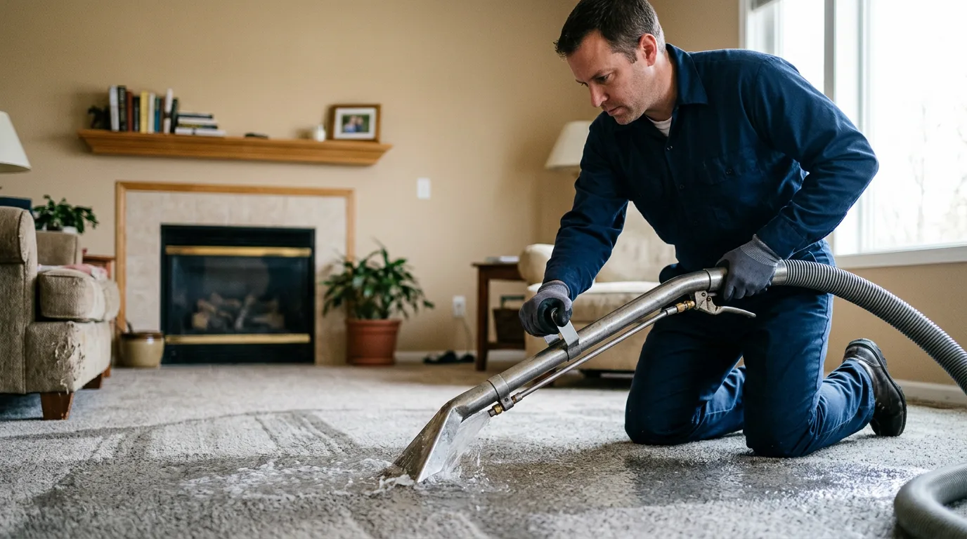 Water damage restoration technician working near Unionville, PA